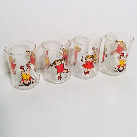 Vintage 1980s Set of 4 Cabbage Patch Kids Juice Glass Glasses Tumblers - Picture 6 of 6